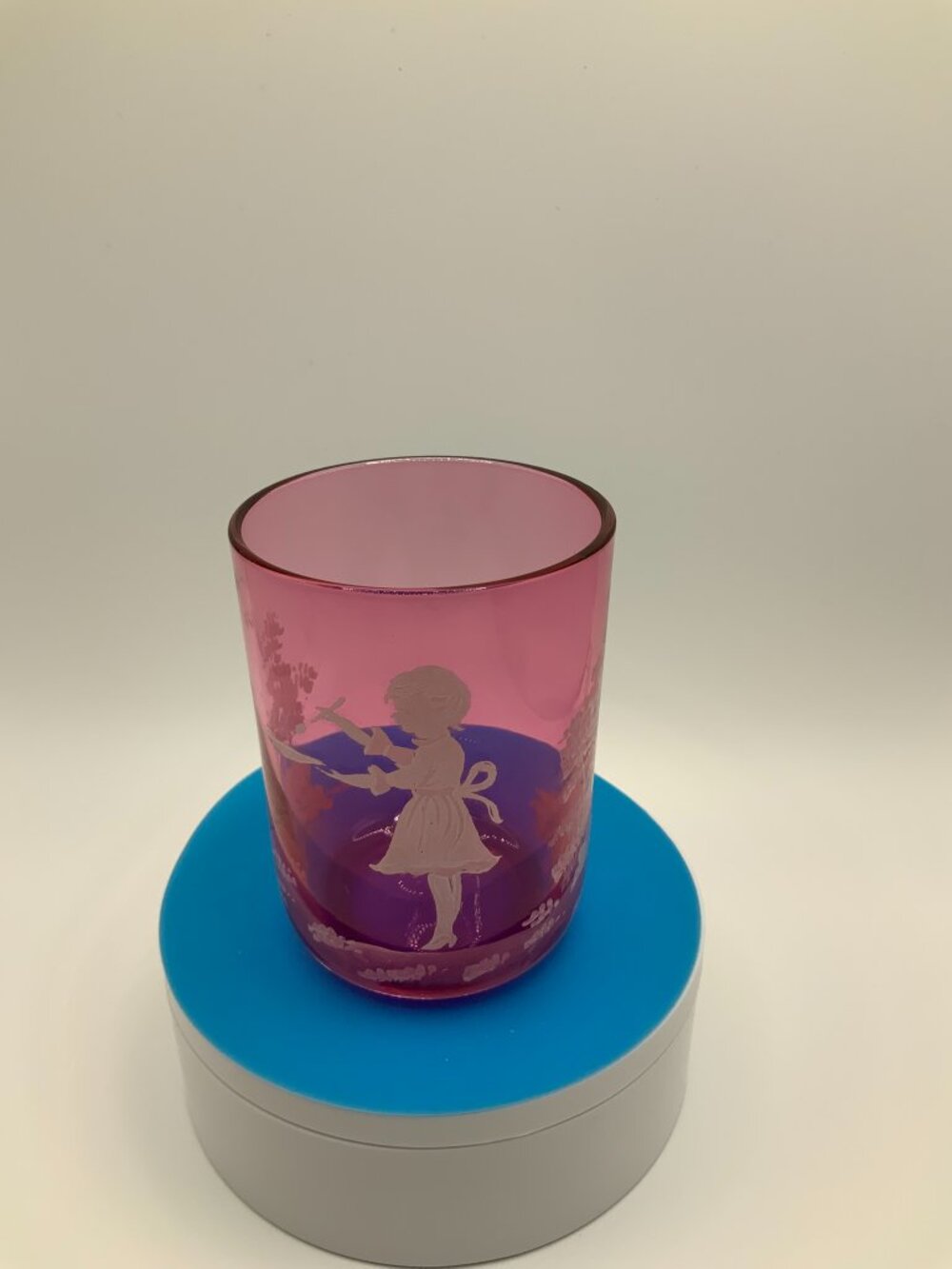 Vintage Mary Gregory Hand Painted Girl Tumbler (PL-009)